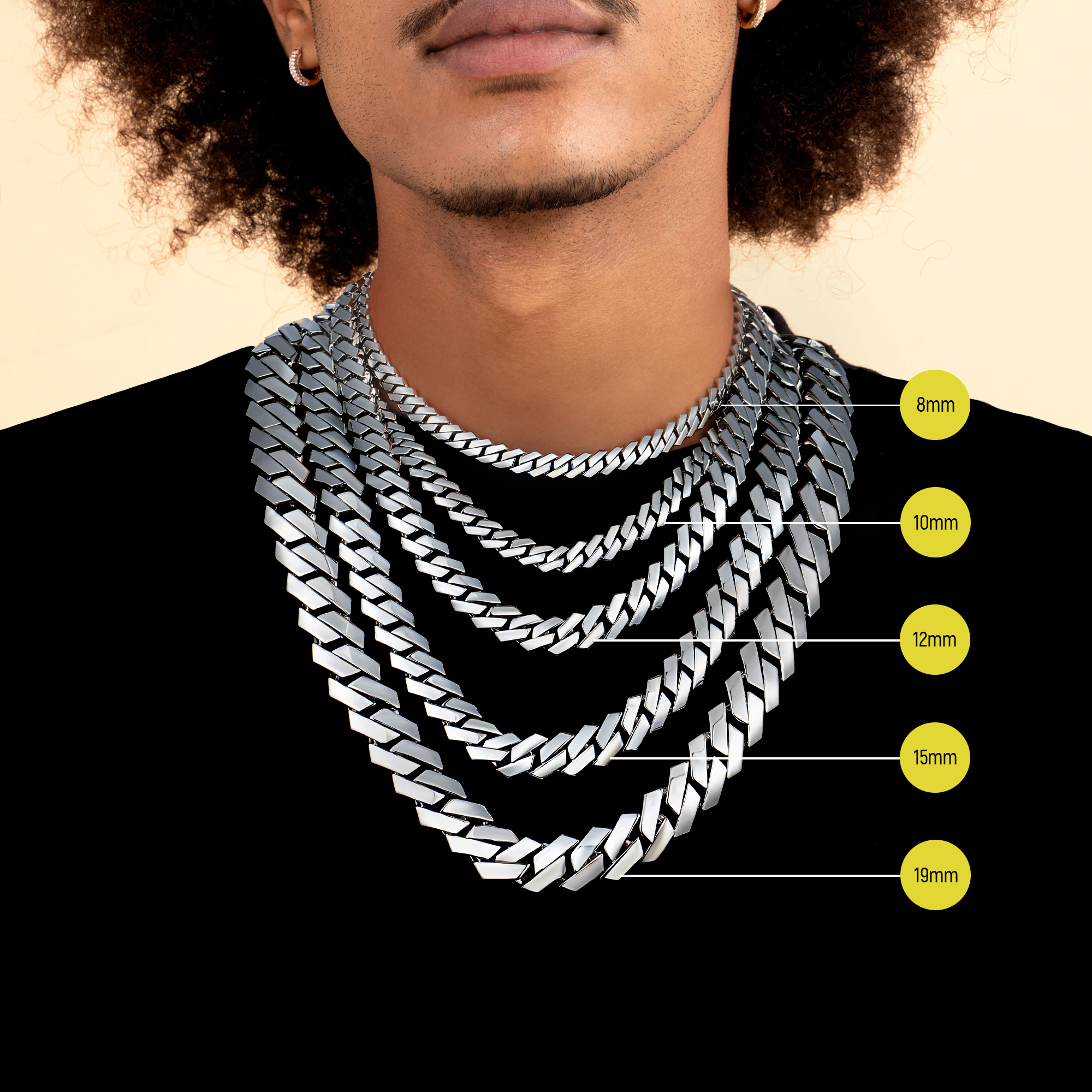 Plain Gold Prong Cuban Link Chain - 8mm