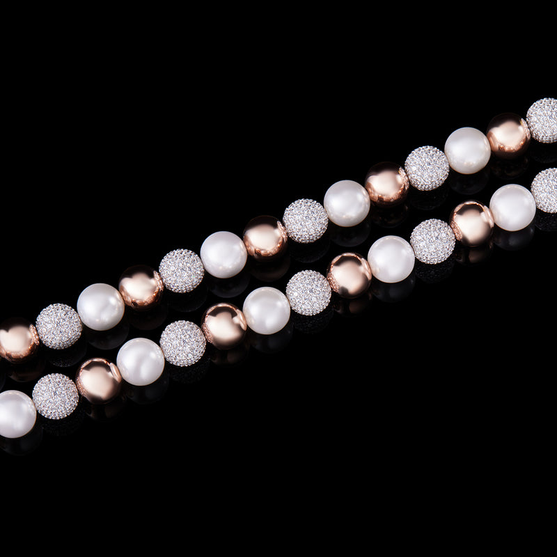 TROVE Catena di Perle e Perlina in Oro Rosa 14K - APORRO