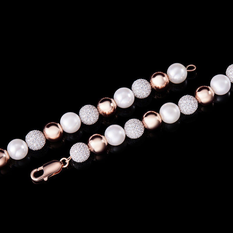 TROVE Catena di Perle e Perlina in Oro Rosa 14K - APORRO