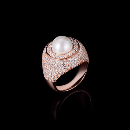 Trove Pearl Halo Ring in 14K Roségold (Vorbestellung)