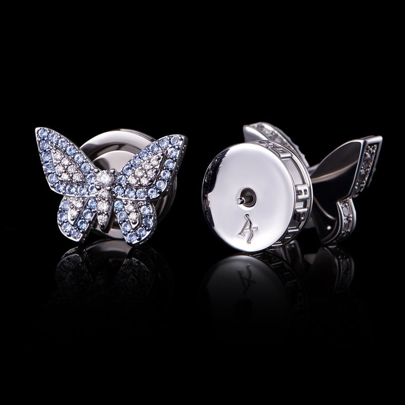 Iced Butterfly Stud Earring-Pair - APORRO