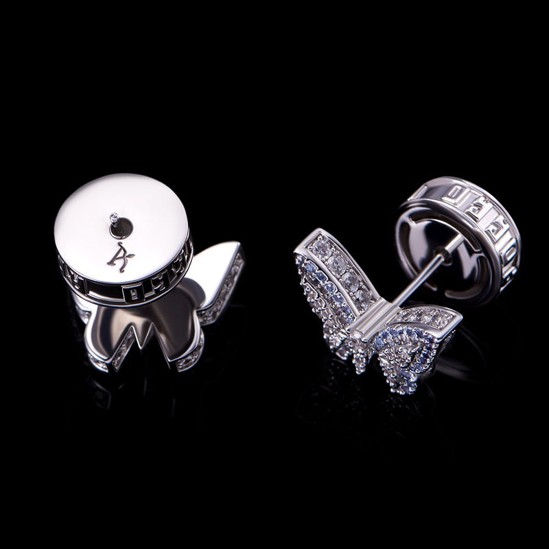 Iced Butterfly Stud Earring-Pair - APORRO