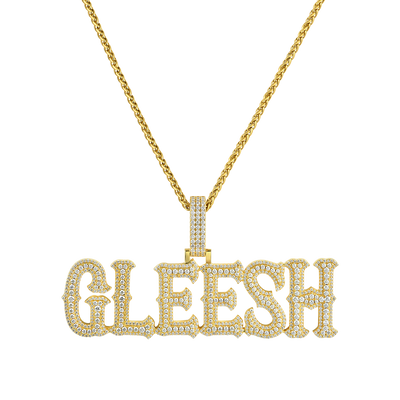Custom Moissanite Bosox Font/Number Gold Name Pendant - Rose Gold