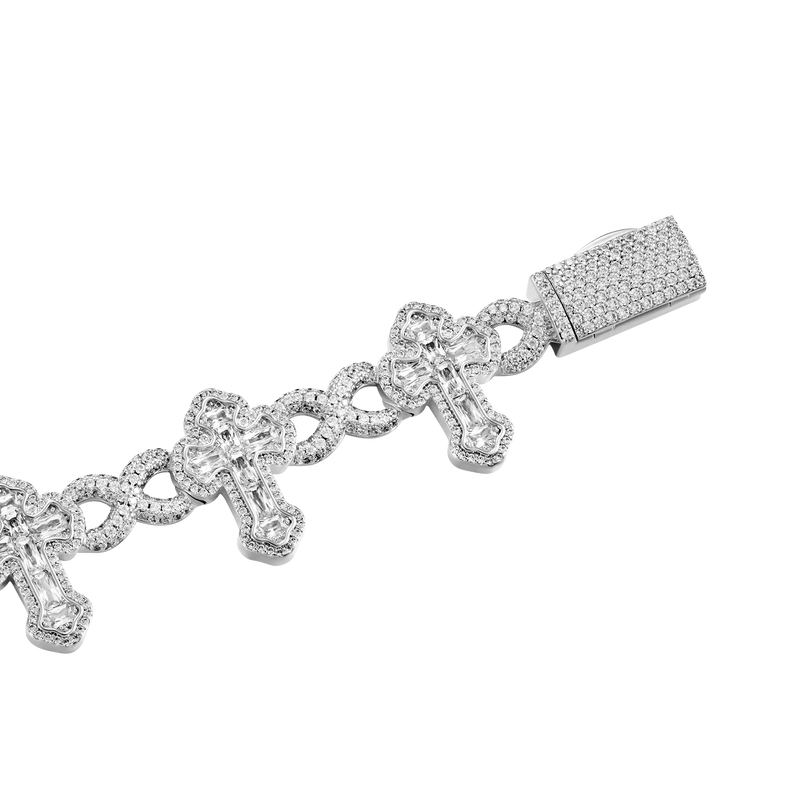 Bracciale con croce Infinity Link taglio smeraldo personalizzato - APORRO