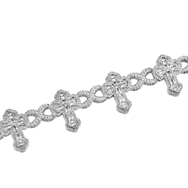 Bracciale con croce Infinity Link taglio smeraldo personalizzato - APORRO