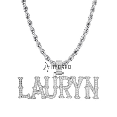 Custom Moissanite Bosox Font/Number Gold Name Pendant - Rose Gold