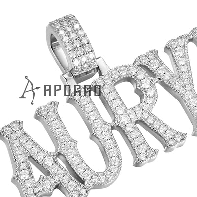 Custom Moissanite Bosox Font/Number Gold Name Pendant - Rose Gold