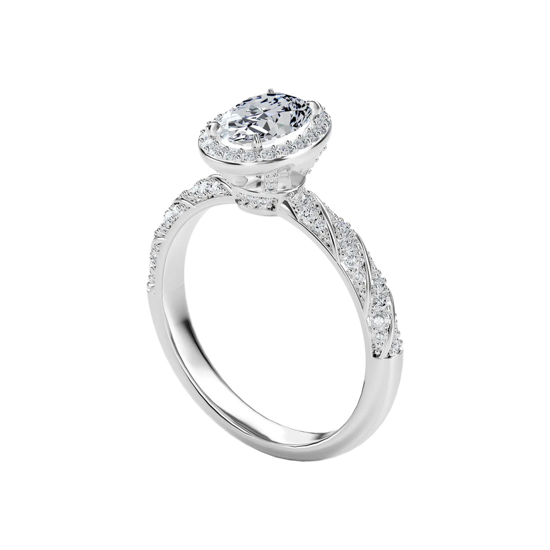 Halo-Diamantseil-Verlobungsring im Ovalschliff - APORRO