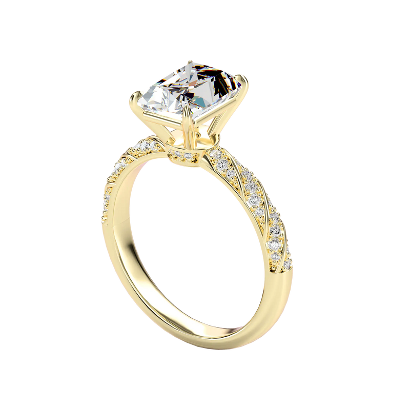 Emerald Cut Diamond Rope Engagement Ring - APORRO