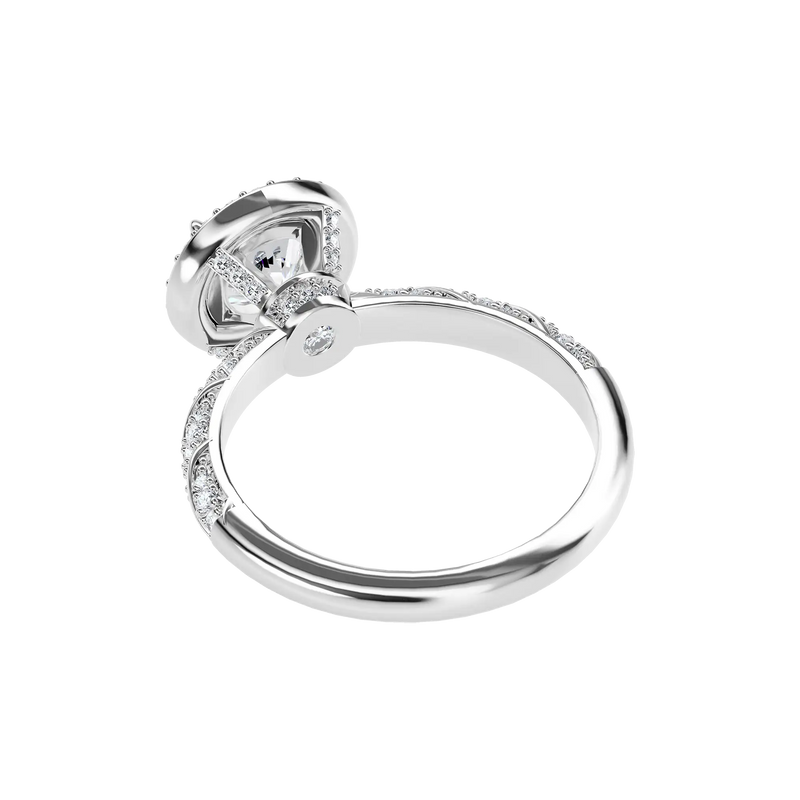 Round Cut Halo Diamond Rope Engagement Ring Custom - APORRO