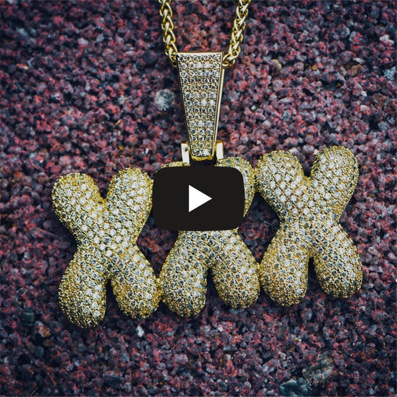 14K Gold Iced Out XXX Pendant - Hip Hop Style - APORRO