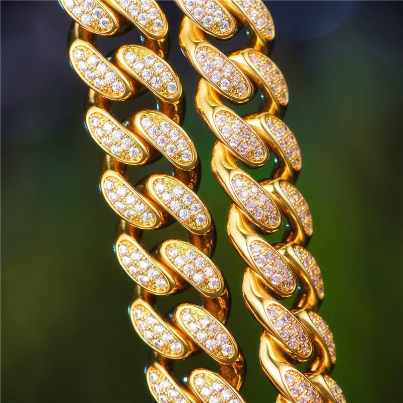 19mm 14K Gold Iced Cuban Chain Choker - APORRO