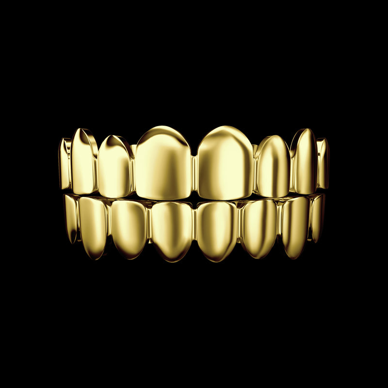 Vorgefertigte The Classic Gold Grillz - Silberne Grillz-Zähne für Männer und Frauen - APORRO
