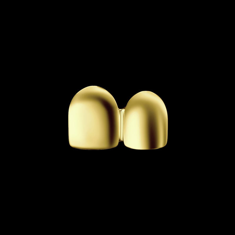 Double Caps préfabriqués Classic Gold Grillz - Dents Grillz dorées personnalisées - APORRO