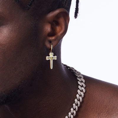 S925 Nail Cross Dangly Earring