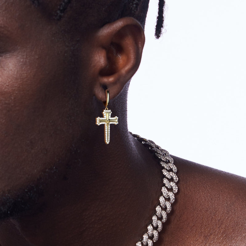 Nail Cross Dangly Earring - APORRO