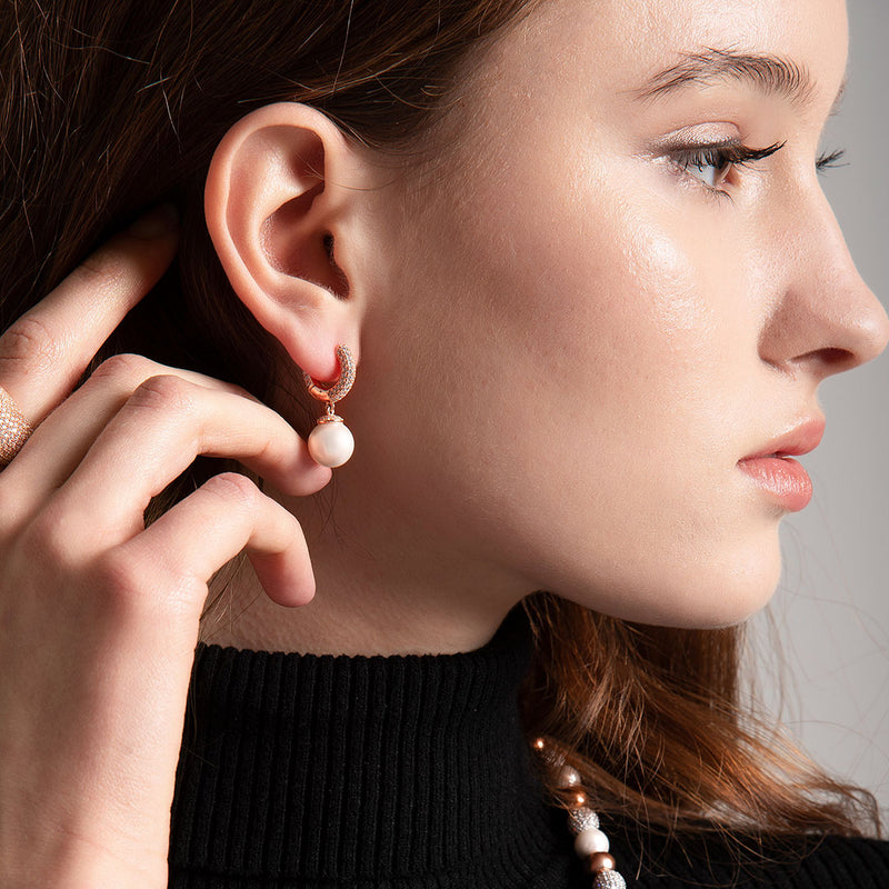 TROVE Dangly Pearl Rose Gold Earring-Pair - APORRO
