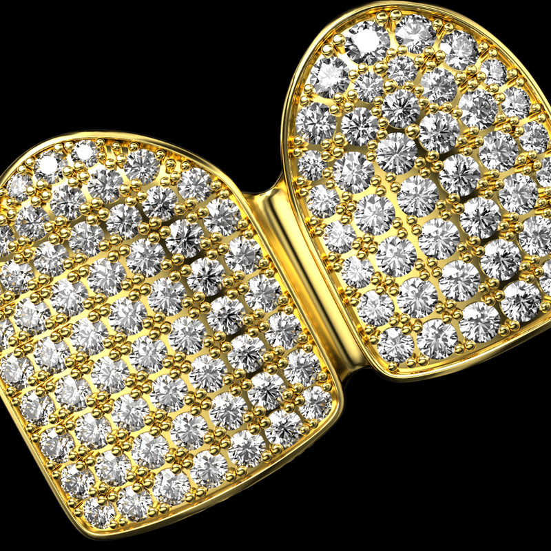 Grillz d'or et en diamant double bouchon préfabriqué - Grillz d'or blanc et en diamant - APORRO