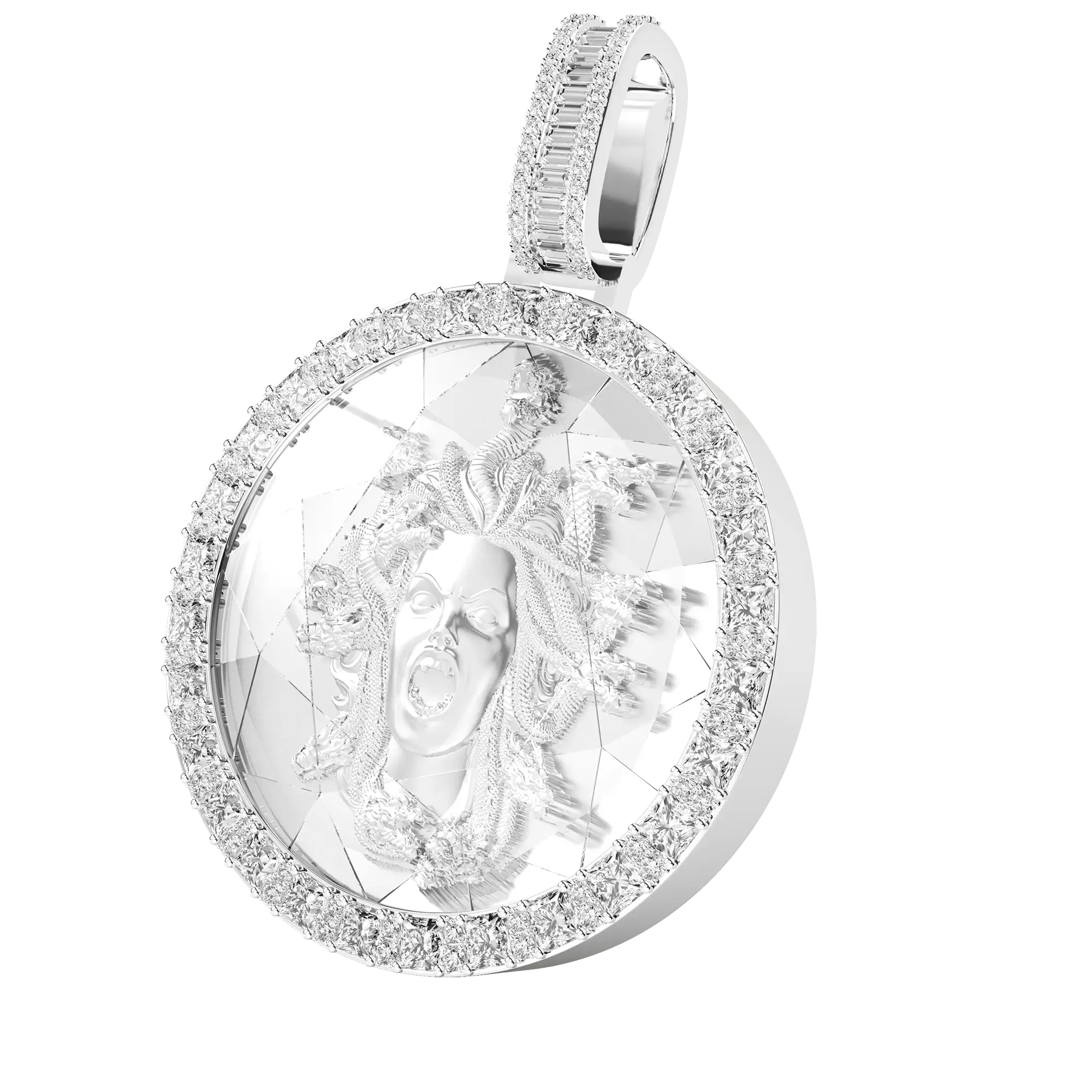 Custom 3D Crystal Round Medusa Engraving Pendant