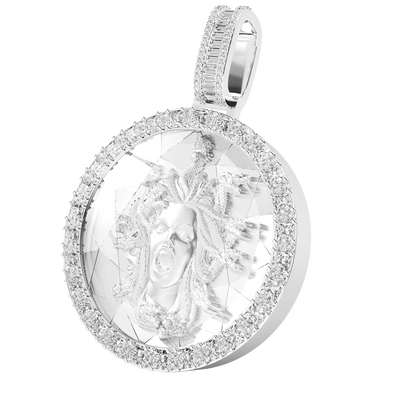 Custom 3D Crystal Round Medusa Engraving Pendant