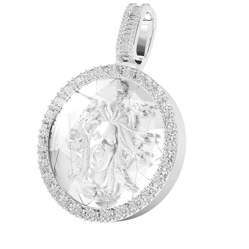Custom 3D Crystal Round Medusa Engraving Pendant