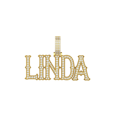 Custom Moissanite Bosox Font/Number Gold Name Pendant - Rose Gold