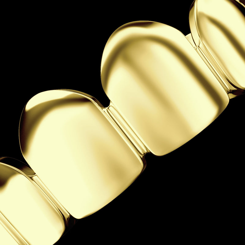 Classic Gold Grillz a sei denti prefabbricato - Grillz in oro bianco ghiacciato - APORRO