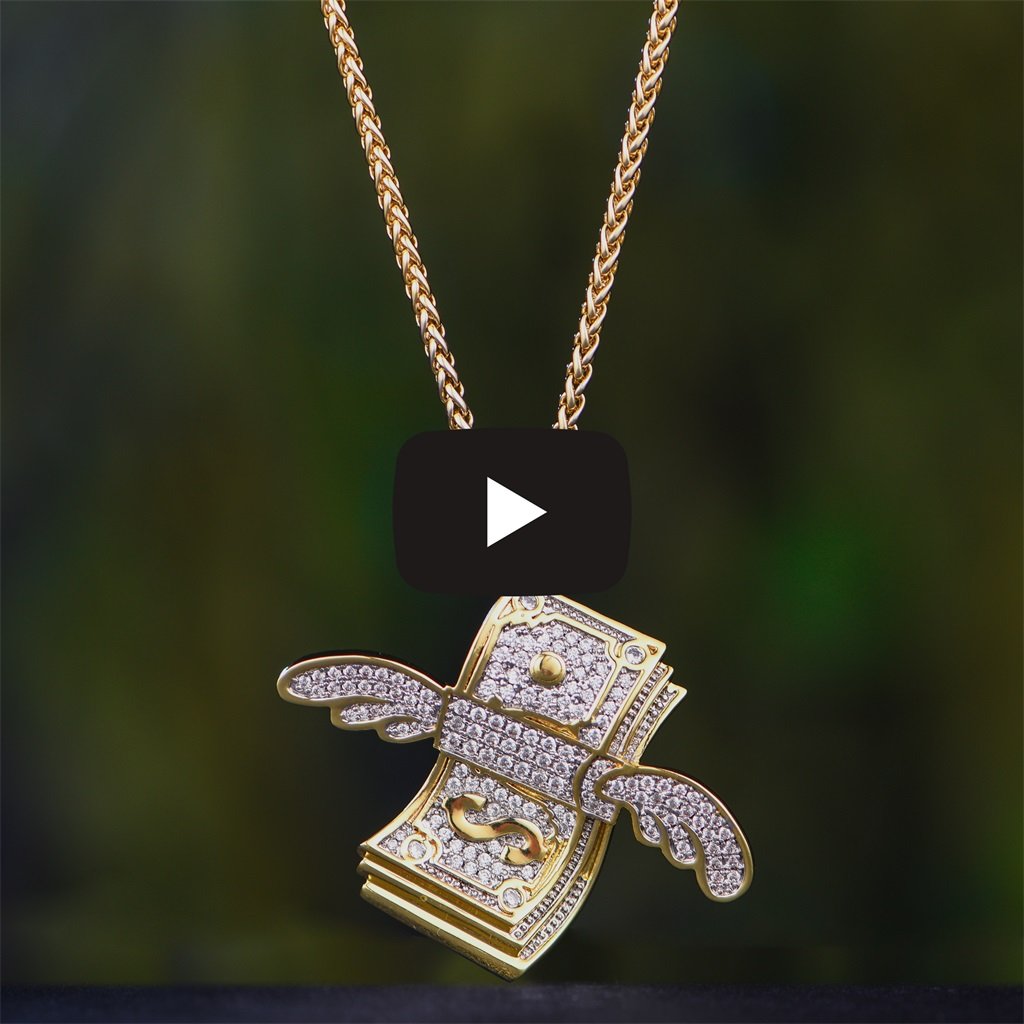 14K Gold Flying Dollar Bill Emoji