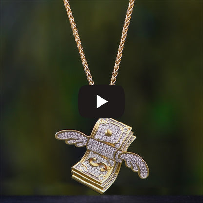 14K Gold Flying Dollar Bill Emoji