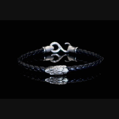 Pulsera Infinito de Piel de Serpiente Negra