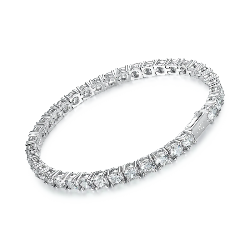 [item_id_1478868861027]5mm New White Gold Iced Tennis Bracelet - APORRO