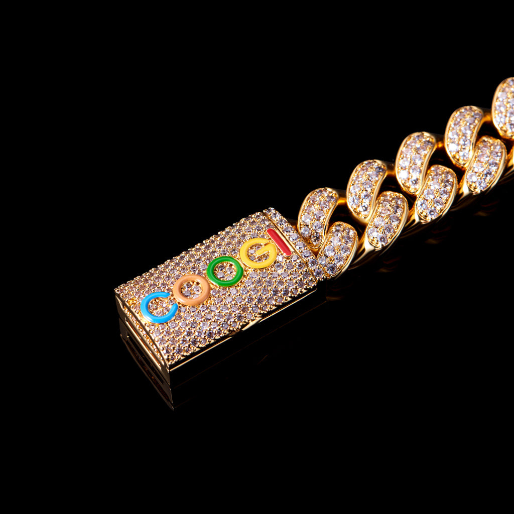 APORRO X COOGI 12mm 18K Bracciale cubano in oro