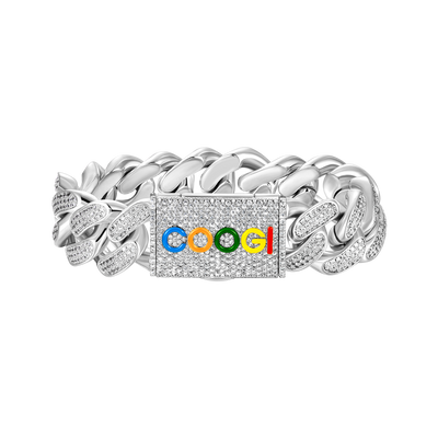 APORRO X COOGI 19mm White Gold Beating Cuban Bracelet