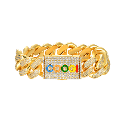 APORRO X COOGI 19mm White Gold Beating Cuban Bracelet