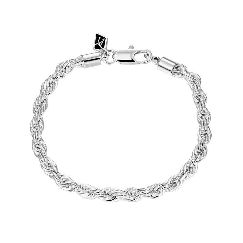 White Gold Rope Bracelet - 4.5mm - APORRO