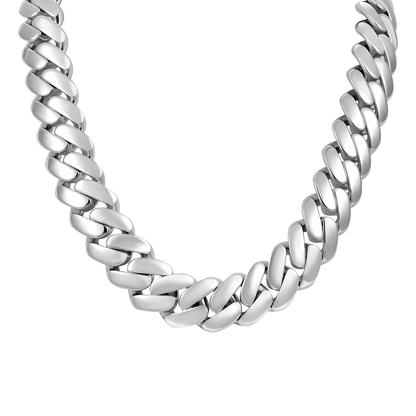 Custom Plain Gold Cuban Link Name Necklace Chain - White Gold