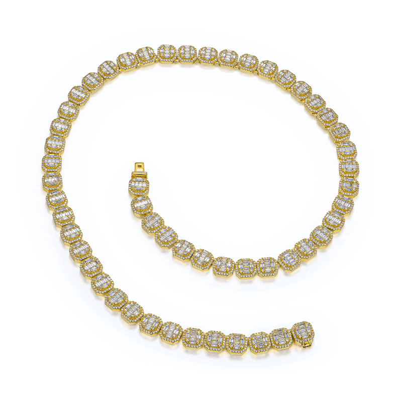 Baguette Clustered Moissanite Tennis Chain - 8mm - APORRO