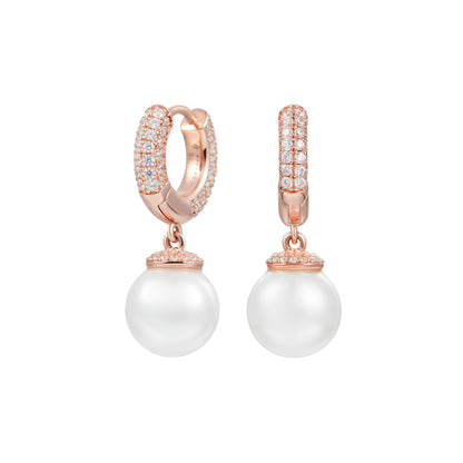 TROVE Dangly Pearl Rose Gold Earrings - Pair