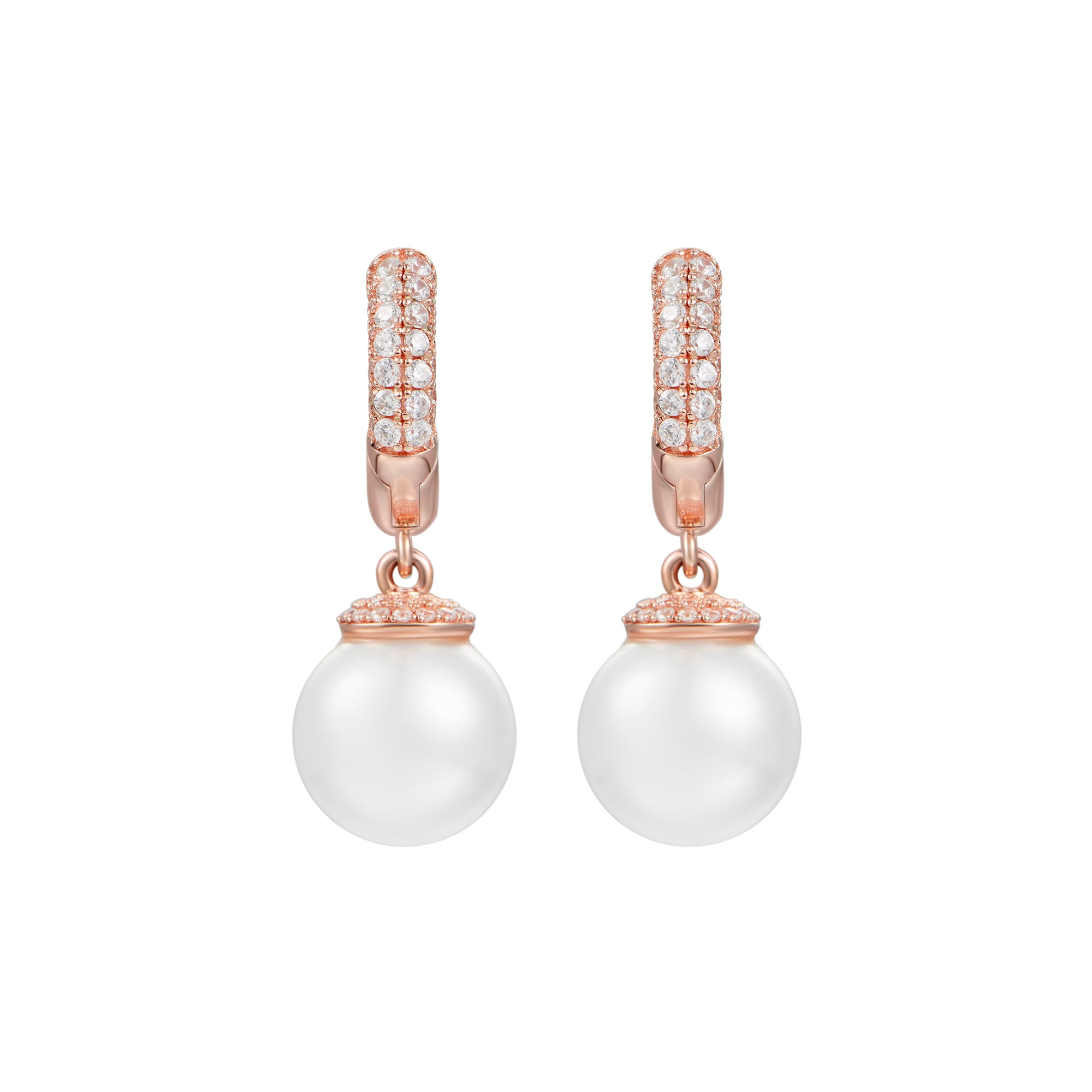 TROVE Dangly Pearl Rose Gold Earrings - Pair