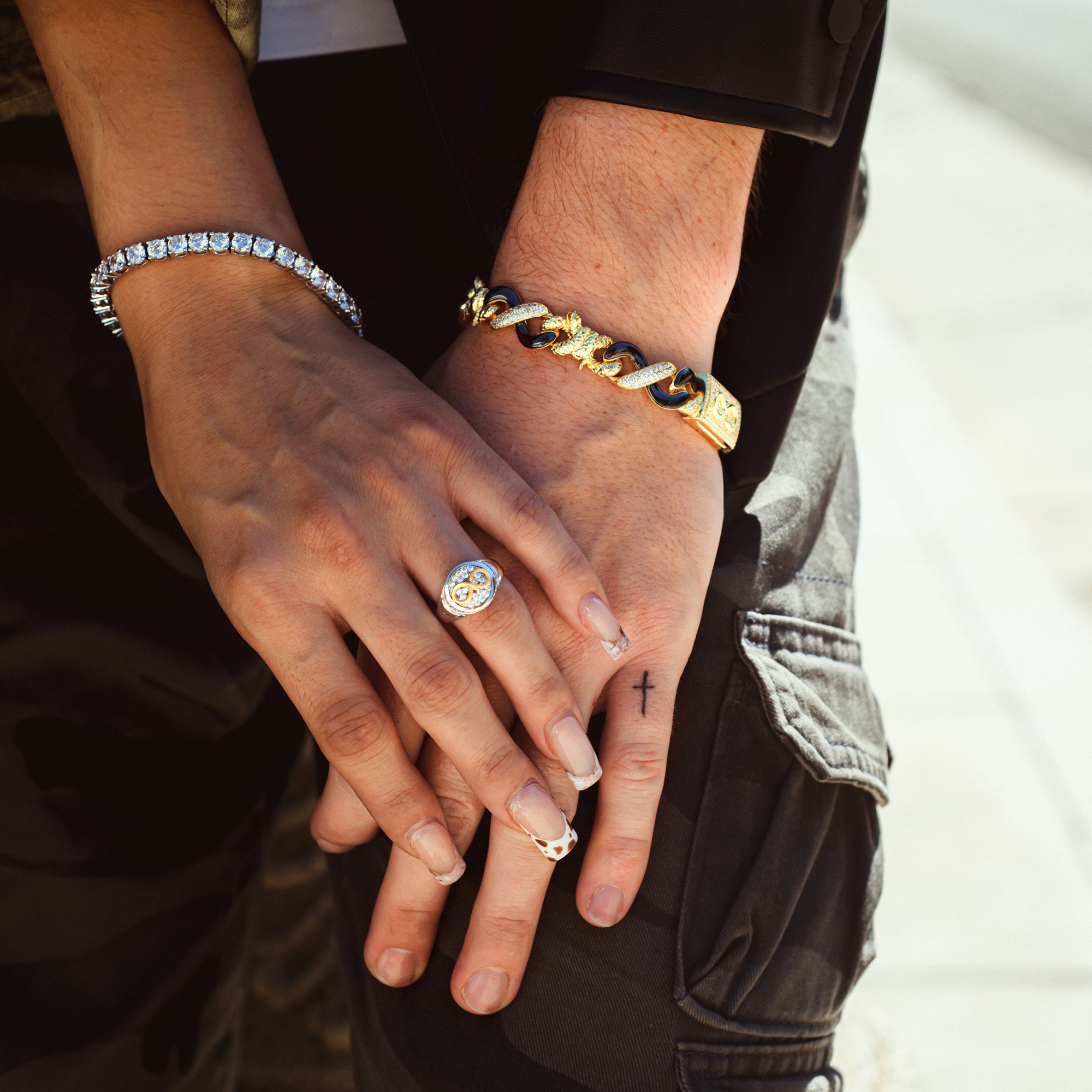 Infinity Iced Snake Signet Ring