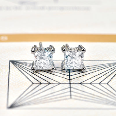 Moissanite S925 Princess Stud Earring