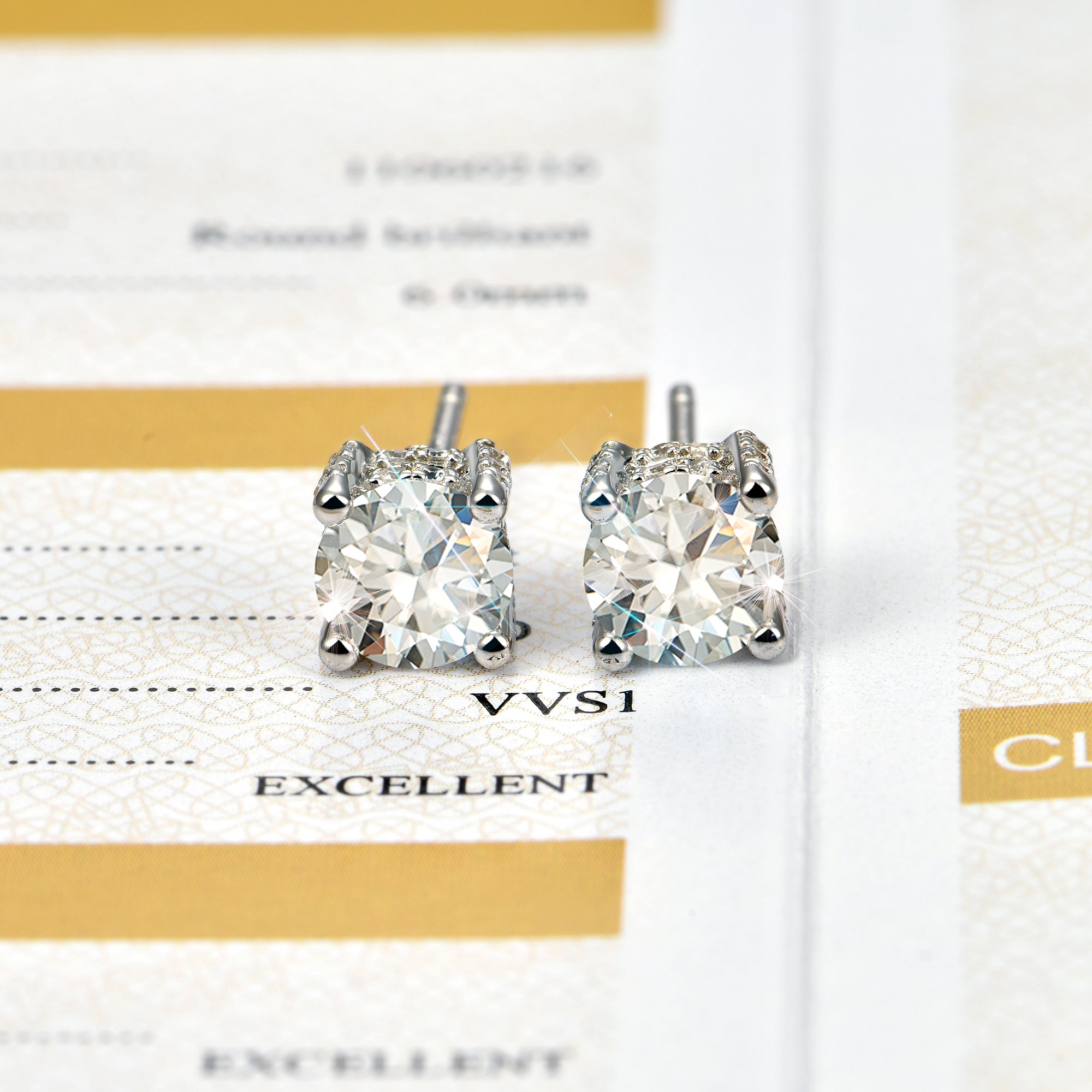 Moissanite Round Stud Earrings