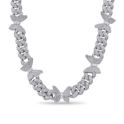 Collier cubain de papillon rose vif - 12 mm