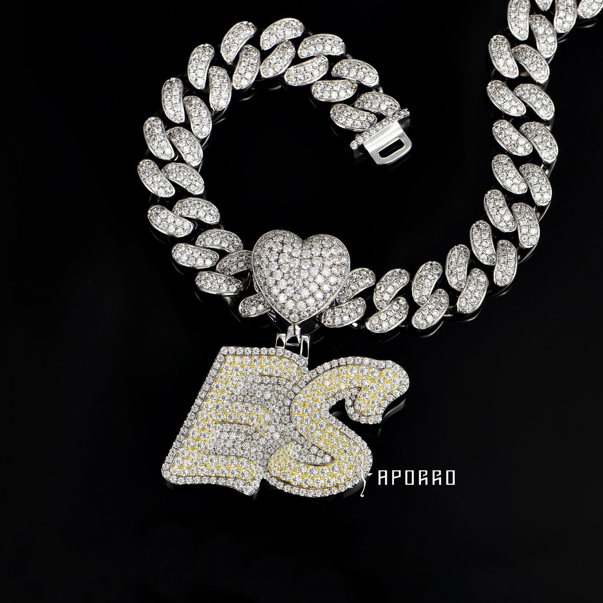 APORRO Premium Two Tones Name Collier Custom Design Deposed