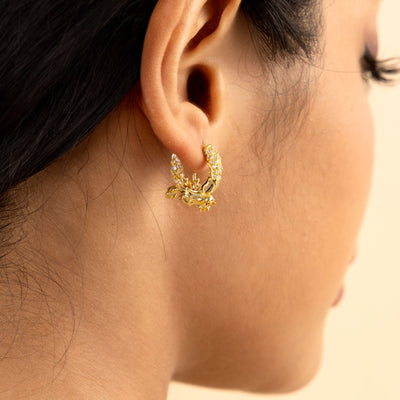 S925 WONG Iced Coiled Dragon Hoop Earring