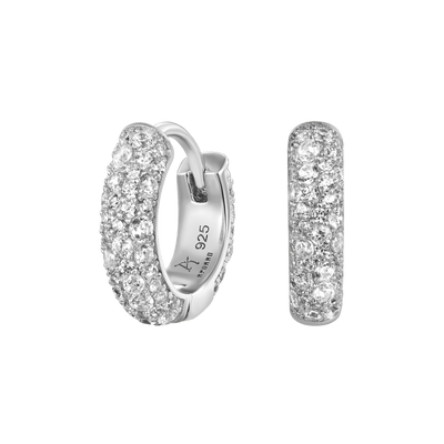 Round Paved Hoop Earrings - Pair