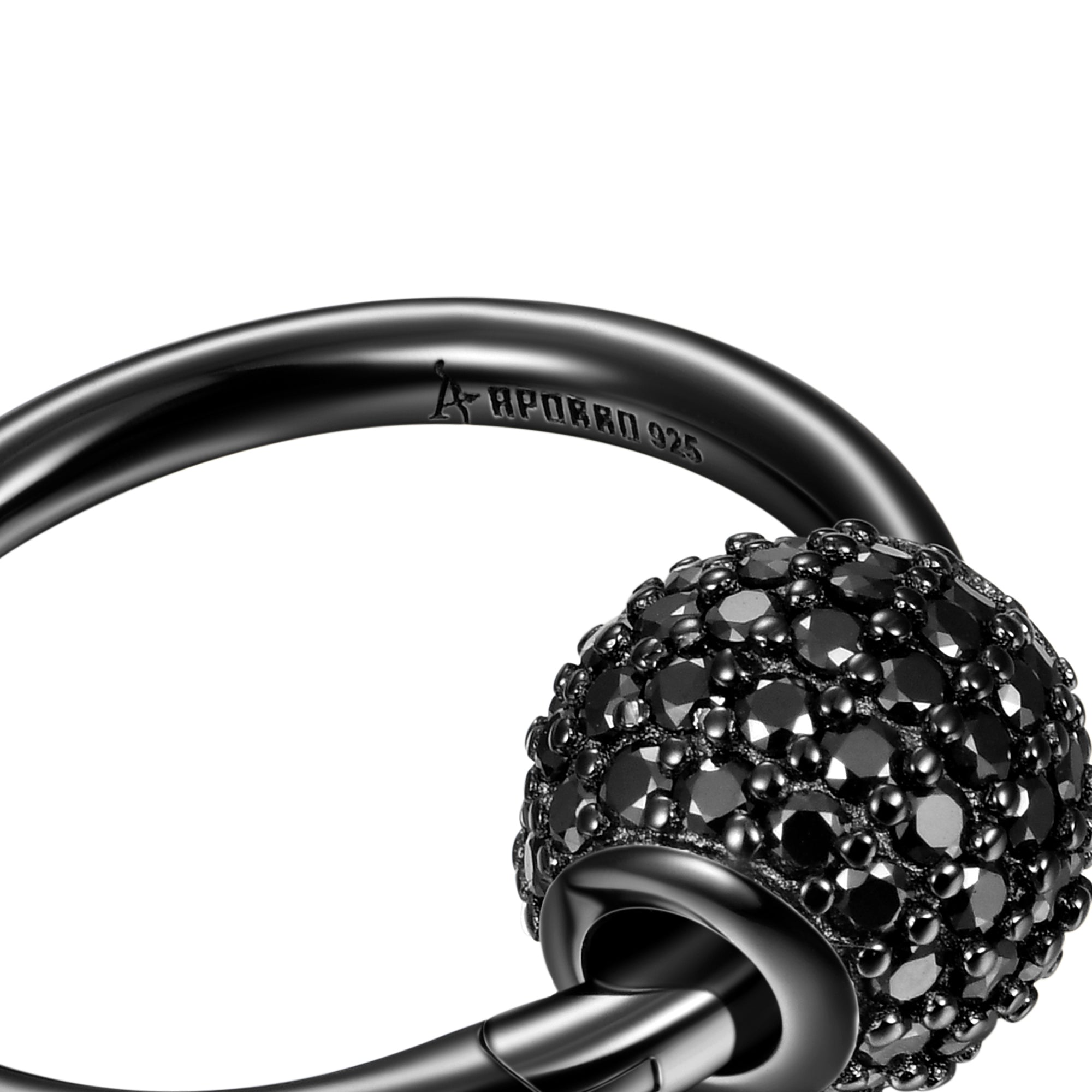 Black Moissanite Hoop Earrings - Pair