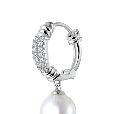 Barbed Wire Pearl Dangly Earring -Single