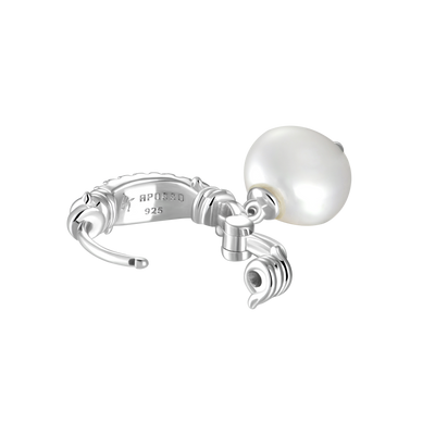 Barbed Wire Pearl Dangly Earring -Single