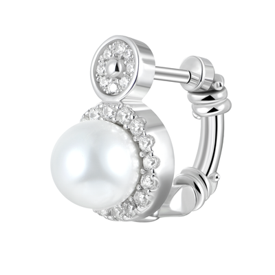 Boucle d'oreille créoles en fil de fer barbelé et perles, S925